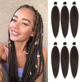 DT Cheryl Pre-Stretched Braiding Hair, 66 cm, Pack of 6, Easy To Crochet, Hot Water Setting, Professional, Soft, Yaki Texture, Extensions, Crochet Braids, 4#