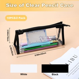 RETON 2 Pack Clear Pencil Pouch, Transparent Pen Case, Plastic Pencil Storage Bag with Zipper, Multifunctional Waterproof Stationery Organizer for Makeup Toiletry Office for Student