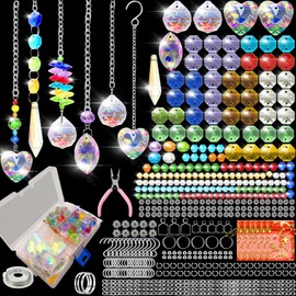 VEEKAY 460 Pieces Sun Catcher Crystal Craft Set, DIY Sun Catcher Window Decoration, Sun Catcher Crystal Wind Chime, Suncatcher Wind Chime Crafts, Window Decoration Hanging for Home, Office, Garden,