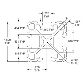 8020, 1515, 15 Series 1.5 Inch x 1.5 Inch T-Slotted Aluminum Extrusion DIY Extruded Linear Slot Bar Rail 80/20 (Ultra Light, Clear Anodize, 72" Long)