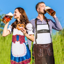 EBOOT 2 Pcs Oktoberfest Apron Female German Dirndl Dress Novelty Aprons for Woman German Party Beer (Charming Style)