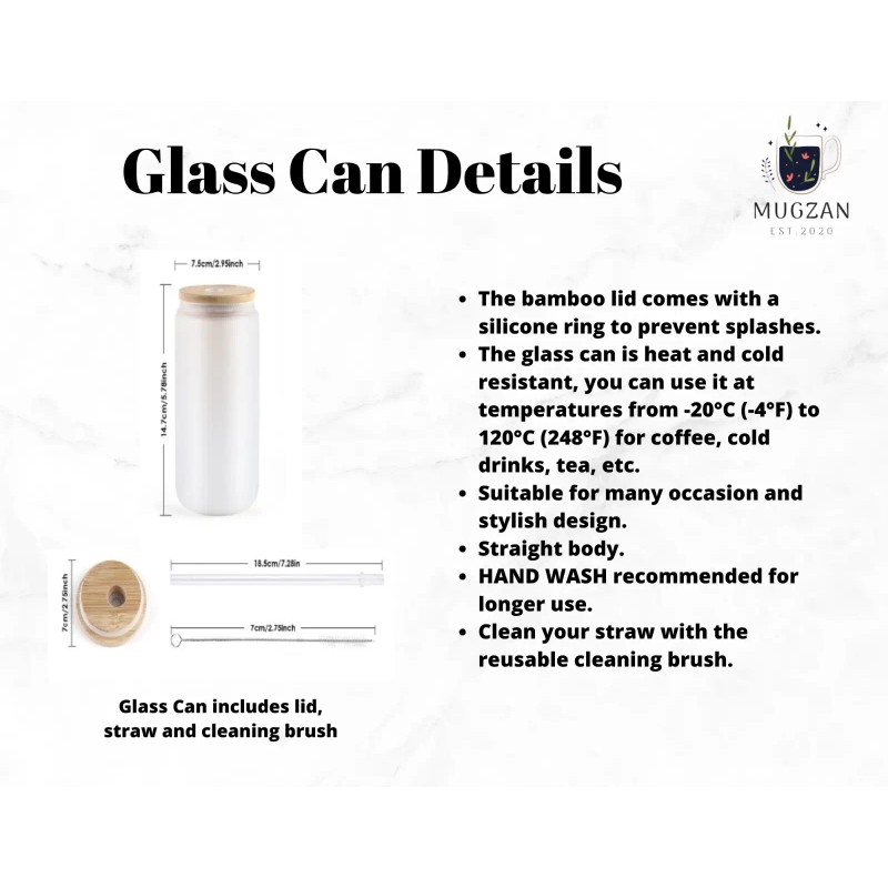 Mugzan Relax Chill Sea Reef Frosted Glass Can W/ Bamboo