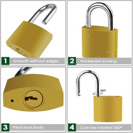 Mesybveo Pack of 2 Padlocks, 32 mm Small Lock with Key, Padlocks with 6 mm Shackle Thickness, Padlock Keyed Alike with 6 Keys, for Luggage, Cupboards, Garage