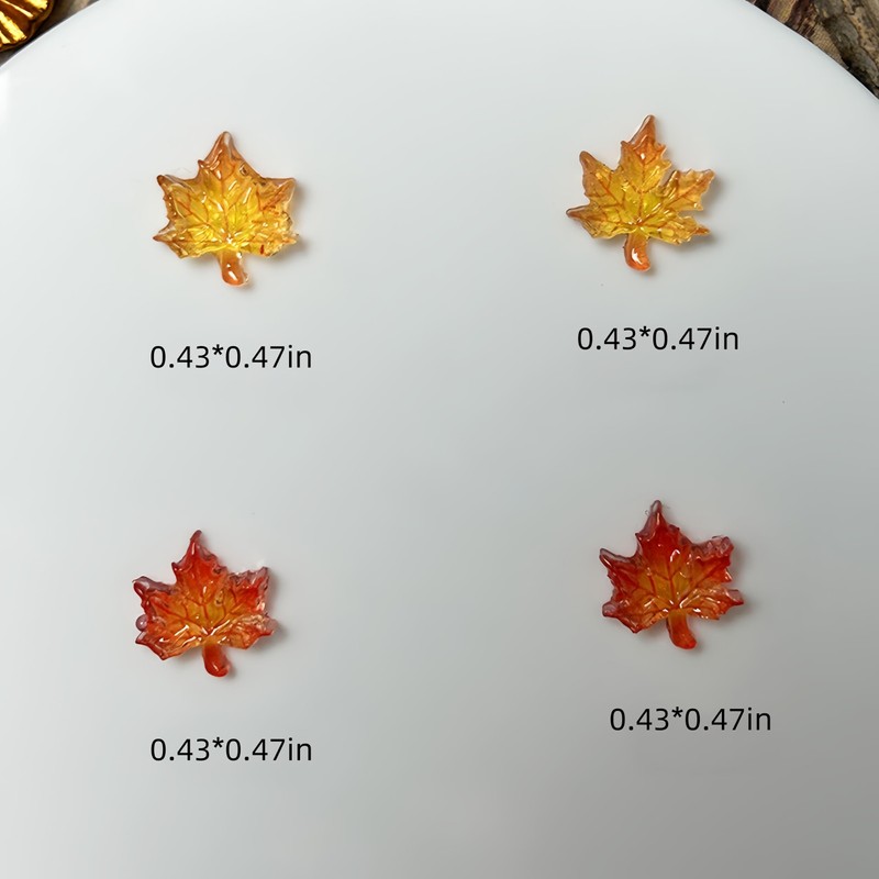 200Pcs Fall Nail Charms Autumn Maple Leaf Nail Rhinestones Flat