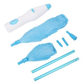 Nikou Motorised Feather Duster, 180° Bendable Electric Feather Duster Window Blinds Adjustable Spin Duster, Cleaning Tool for Various Shape Furniture (Blue White)