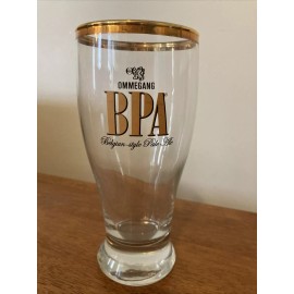 Ommegang BPA Belgian Style Pale Ale Gold Trim Beer Footed Tulip Pint Glass