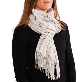 Dog Print Scarf, Lightweight Scarfs Warp For Dog Lovers, Scarves and Wraps with Dog Design, Gift for Dog Lovers, Gifts for Women (Pug)