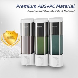 3 in 1 Shower Soap Dispenser, 3×300 ml Chamber Shampoo and Conditioner Dispenser Shampoo Dispenser for Shower Wall Mounted Shower Pump Soap Dispenser for Bathroom Kitchen Hotel (White)