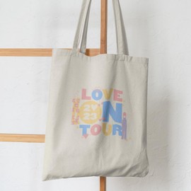 Love On Tour Natural Tote Bag - Harry Love On Tour Songs Albums Singer Famous Celebrity Fan Adore Floral Fashion Carrier Shopper Shopping Gifts Presents (Natural)