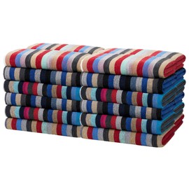 Kaufman Colored Classic Multi-Color Stripe Towel - Oversized Towel for Beach & Pool - Soft & Absorbent Towels for Versatile Use - Large Cotton Towel for Adults & Kids 30" x 60" - 24 Pack