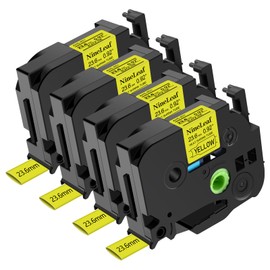 NineLeaf 4PK Compatible for ptouch HSe-651 HSe651 HS-651 HS651 23.6mm 0.92 Black on Yellow Heat Shrink Tubes for PT-P900 PT-P900W PT-P950NW PT-D800W Label Maker Tapes