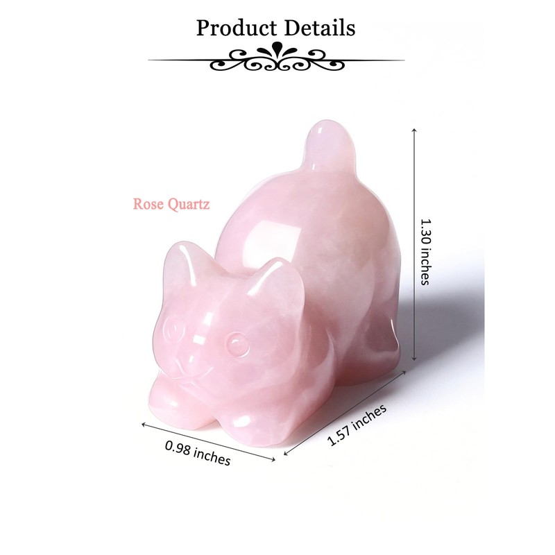 JSDDE Rose Quartz Crystal Cat Figurine for Cats Lovers Cute