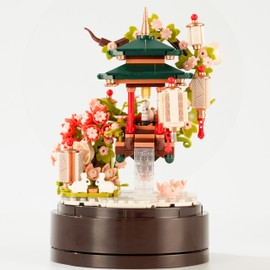 ConLinktion Cherry Blossom - Juego de bloques de construcción, 538 piezas de ladrillos de arquitectura japonesa, regalos para adultos y niños