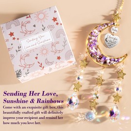 Best Grandma Nana Gifts, Valentines Day Gifts for Grandma from Granddaughter Grandchildren Grandkids, Unique Grandma Birthday Gifts for Nana Gigi Grandmother New Grandma Gifts Moon Crystal Suncatcher