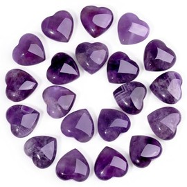 XIANNVXI XIANNVXI 20 Pcs Amethyst Crystal Heart Stones Natural Amethyst Crystal Stones Healing Gemstones Reiki Purple Crystals Amethyst Gifts for Meditation Balancing