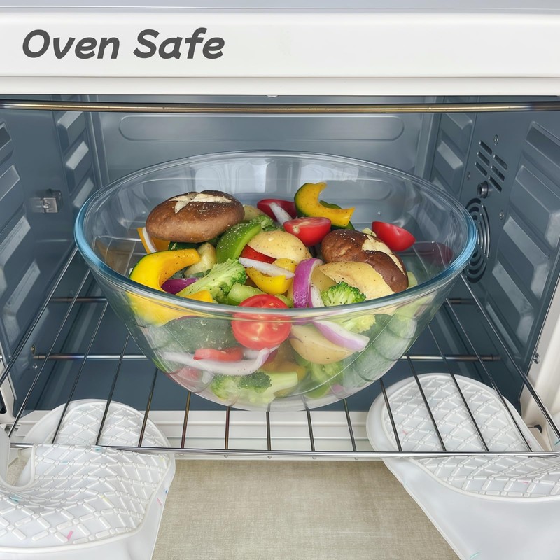 CGNWEEPS 4.7QT Large Glass Mixing Bowl with White Lid, Big