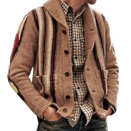 Men's Long Sleeve Casual Comfort Fit Cardigan Sweater Shawl Collar Soft Fabric (SY0009,XL)