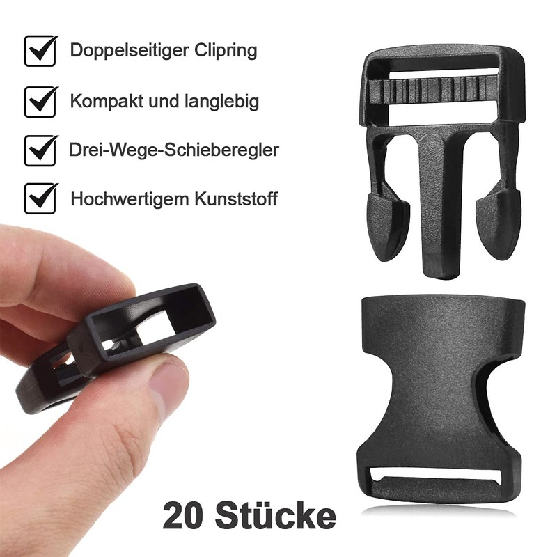 sinzau Click Fastener Pack of 20, Side Squeeze Buckle Replacement