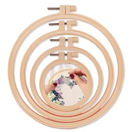 Pack of 4 Embroidery Hoops, Plastic Round Embroidery Hoop, Adjustable Round Embroidery Hoop, Burr-free, Smooth and Lightweight, Good for Embroidery, Artwork, DIY Tools