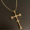 Unbranded Gold Plated Sparkling Cubic Zirconia Cross Pendant Necklace for