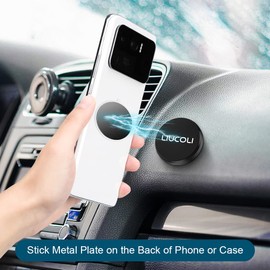 LIUCOLI Metallplatte Handy, 6 Stück - Metallplättchen Fuer Kfz Magnetische Handyhalter, Metall Platte mit Klebefolie für Auto Zubehör, 3 Runden und 3 Rechtecke