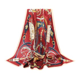 ANDANTINO 100% Pure Mulberry Silk Scarf 35" Large Square Lightweight Headscarf –Women’s Hair Wraps-With Gift Packed (Dark Red)