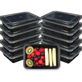 AMD Nexus [10 Pack, 16oz] 1 Compartment Plastic Meal Prep Containers - Reusable BPA Free Food Containers with Airtight Lids - Microwavable, Freezer and Dishwasher Safe