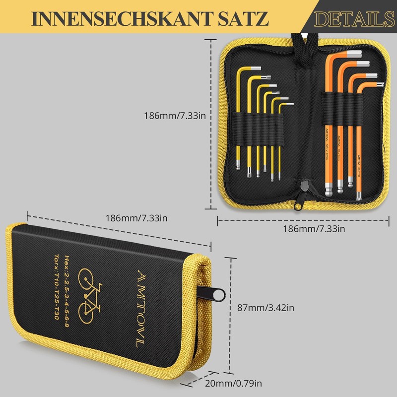 AMTOVL Hex Socket Set, 10 Pieces Allen Key Metric Star
