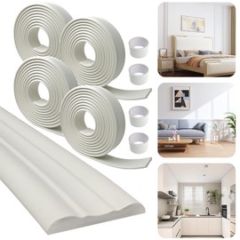 4 PCS Peel and Stick Wall Molding 16.4 Ft x 2.4" Chair Rail Moulding for Walls Adhesive Flexible Molding Trim for Home Decoration and Wall Protection