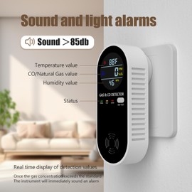 Plug in Natural Gas Detector ＆ Carbon Monoxide Detector 4 in1 CO Methane Combustible Combination Gas Detector Plug and Play for RV Home Travel