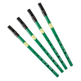 Set of 4 Brass Traditional Irish Green Whistle in the Key of D (Green Key D Polished)