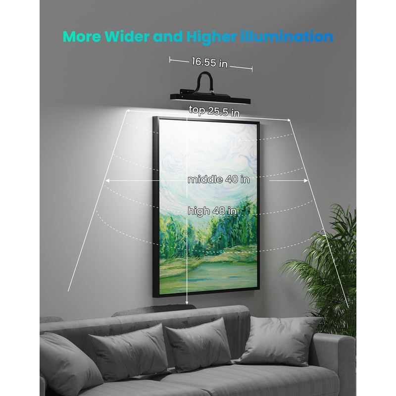 Dimmable Cordless Picture Light with Controller and Timer, Rechargeable 5000mAh