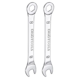 sourcing map 2Pcs Thin Combination Wrench Metric 8mm 6-Point Ended Box 15 Degree Offset Open End CR-V Chromes Plated Steel, Silver