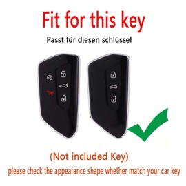 HIBEYO Keyless Car Key Case Fits VW Golf 8 MK8 Leather Key Case Protective Cover Fits Skoda Octavia 8 Seat Leon MK4 Ateca Tarraco Key Case with Key Fob Grey