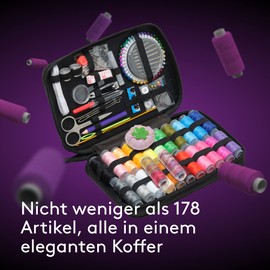 VIOLA Zig-Zag Sewing Kit, 178 Sewing Accessories, Complete Sewing Kit for Beginners, 24 Thread Spools, Needles Set, Buttons, Sewing Kit, Emergency Clothing Repair