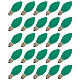 Creative Hobbies 25 Pack C7 LED Green Replacement Light Bulbs for Christmas Strings 0.7W Ceramic