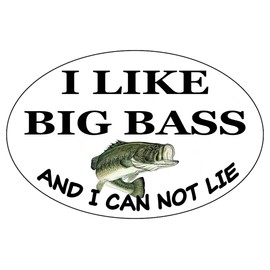Rogue River Tactical I Like Big Bass and I Cannot Lie Fish Sticker Decal Fishing Bumper Sticker Fish Auto Decal Car Truck Boat RV Real Life Rod Tackle Box