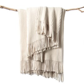 lifein Throw Blanket for Couch-Soft Boho Christmas Throw Blanket,Cozy Fall Knit White Chenille Throw,Small Knitted Farmhouse Lightweight Blanket&Throw for Bed,Chair,Sofa,Home Decor(White,50 * 60")