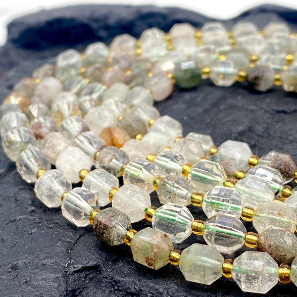 ABCGEMS Brazilian Moss Lodalite Quartz Beads- Light Green Tone (Enhanced