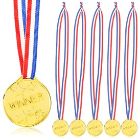 Toyvian Medallas de Oro de 50 Piezas para Niños Medallas con Cinta para El Cuello para Premios Medallas de Premio de Plástico para Niños