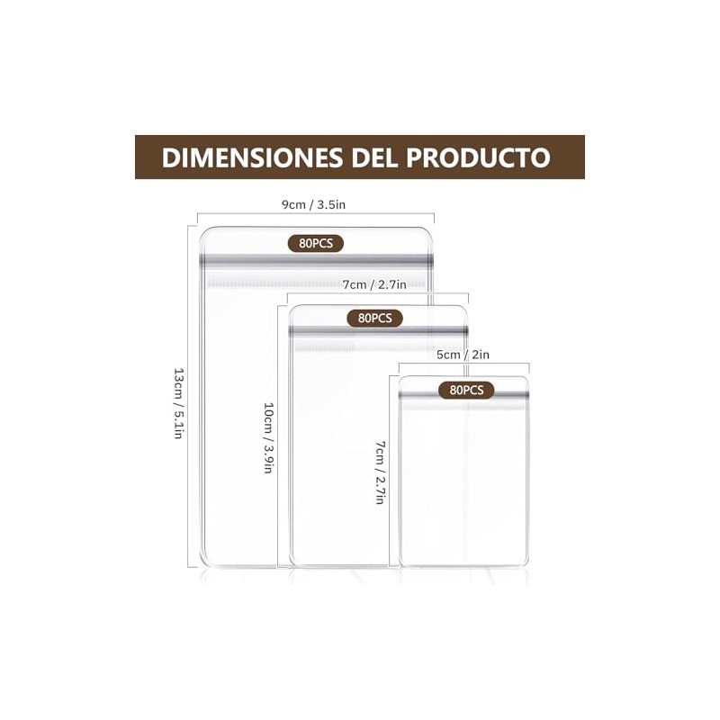 240 Pcs Bolsas Transparente de Plástico PVC Para, 4 x