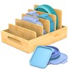 Retro Shaw Bamboo Food Container Lid Organizer with Adjustable Dividers