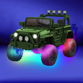 LED Lights for Power Wheel,(2 Strip) Waterproof,Under Light for Power Wheels,for Boys and Girls Electric Car Decor,Black Wires Style and USB Interface