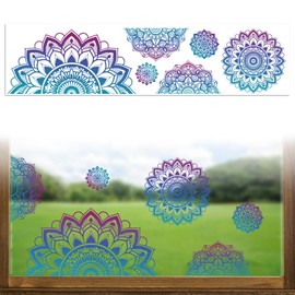 Peacoblue Window Static Cling Decal Sticker Double-Sided for Large Glass Car Windows, 1 Sheet Mandala Pattern 47.2"x11.8" Waterproof Removable Window Decal for Home Office Classroom Decoration