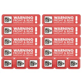 VGOL Pack of 2 Dashcam Stickers CCTV Recording Dashcam Sticker 35 mm x 130 mm / 35 mm x 40 mm Car, Van, Truck, Vehicle, Taxi, Minibus, Camera Security Sticker, Red, English Version