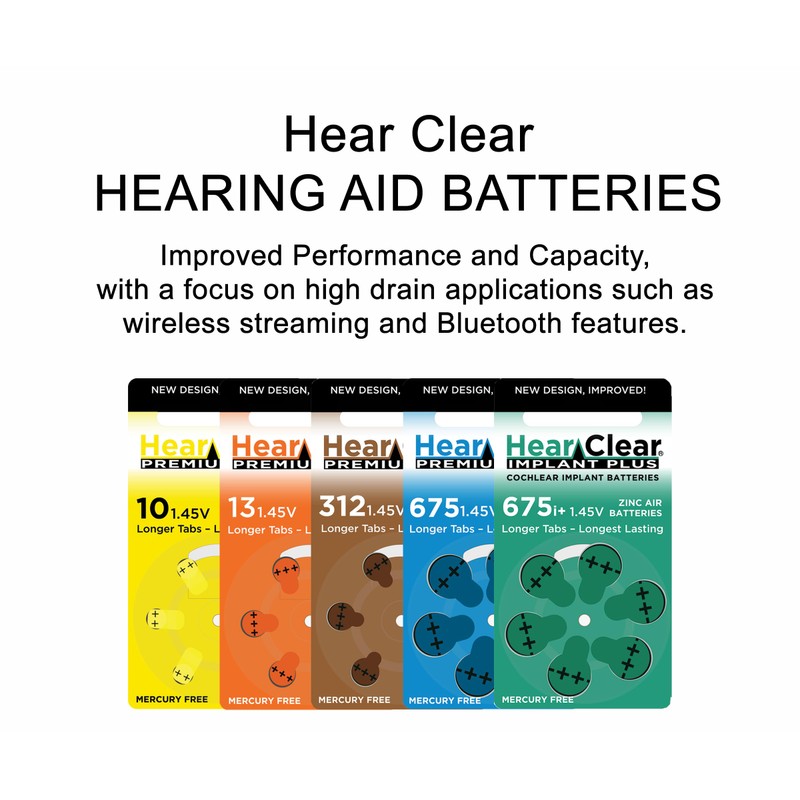 HearClear Size 13 PR48 Hearing Aid Batteries Orange Tab (12