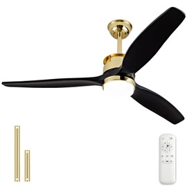 BOJUE 42 Inch Black Ceiling Fans with Lights and Remote,3 Color LED Light,Quite Reversible DC Motor,Memory Function,Modern Solid Wood Indoor Outdoor Ceiling Fan with light for Farmhouse Bedroom Patio