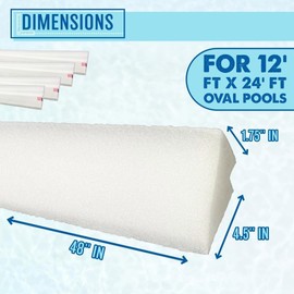 Poolzilla 48’’ Inch Pool Cove for 12' FT x 24' Oval above-Ground Pools (16 Pack) - Durable Peel and Stick Foam for Pool Liner Protection