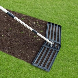 Labor-Saving Design Lawn Leveling Rake [Patent-Pending], 30"x10" Stainless Steel Yard Leveling Rake, 70" Adjustable Handle, Sand Leveling Rakes for Soil, Ground Leveler for Yard, Garden, Farm, Pasture