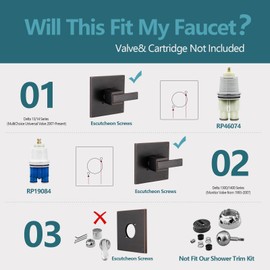 Replacement for Delta 13/14 Series Square Shower Trim Kit, Shower Cover with Handle (Valve& Catridge Not Inclued)- Oil Rubbed Bronze
